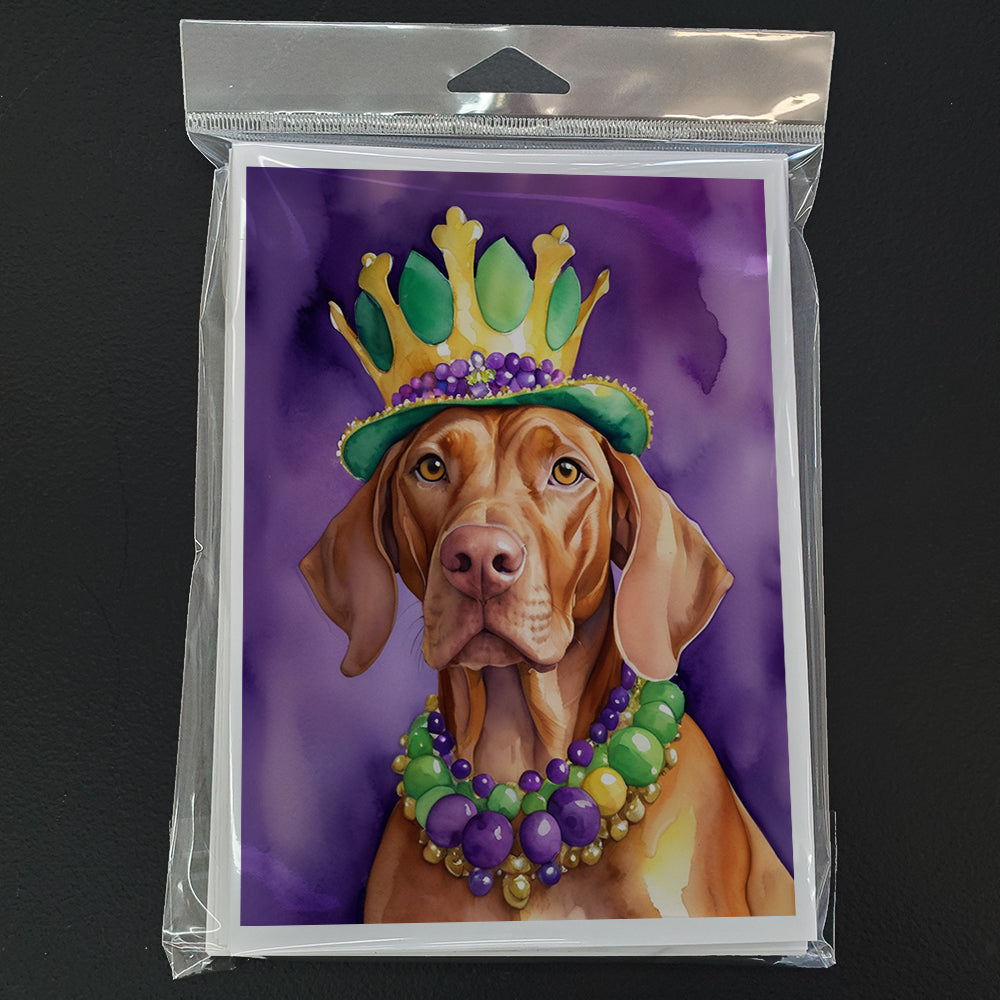 Vizsla King of Mardi Gras Greeting Cards Pack of 8