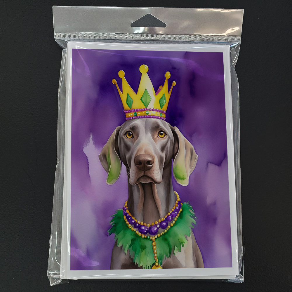 Weimaraner King of Mardi Gras Greeting Cards Pack of 8