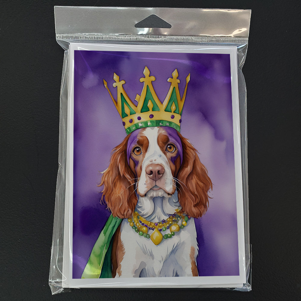 Welsh Springer Spaniel King of Mardi Gras Greeting Cards Pack of 8