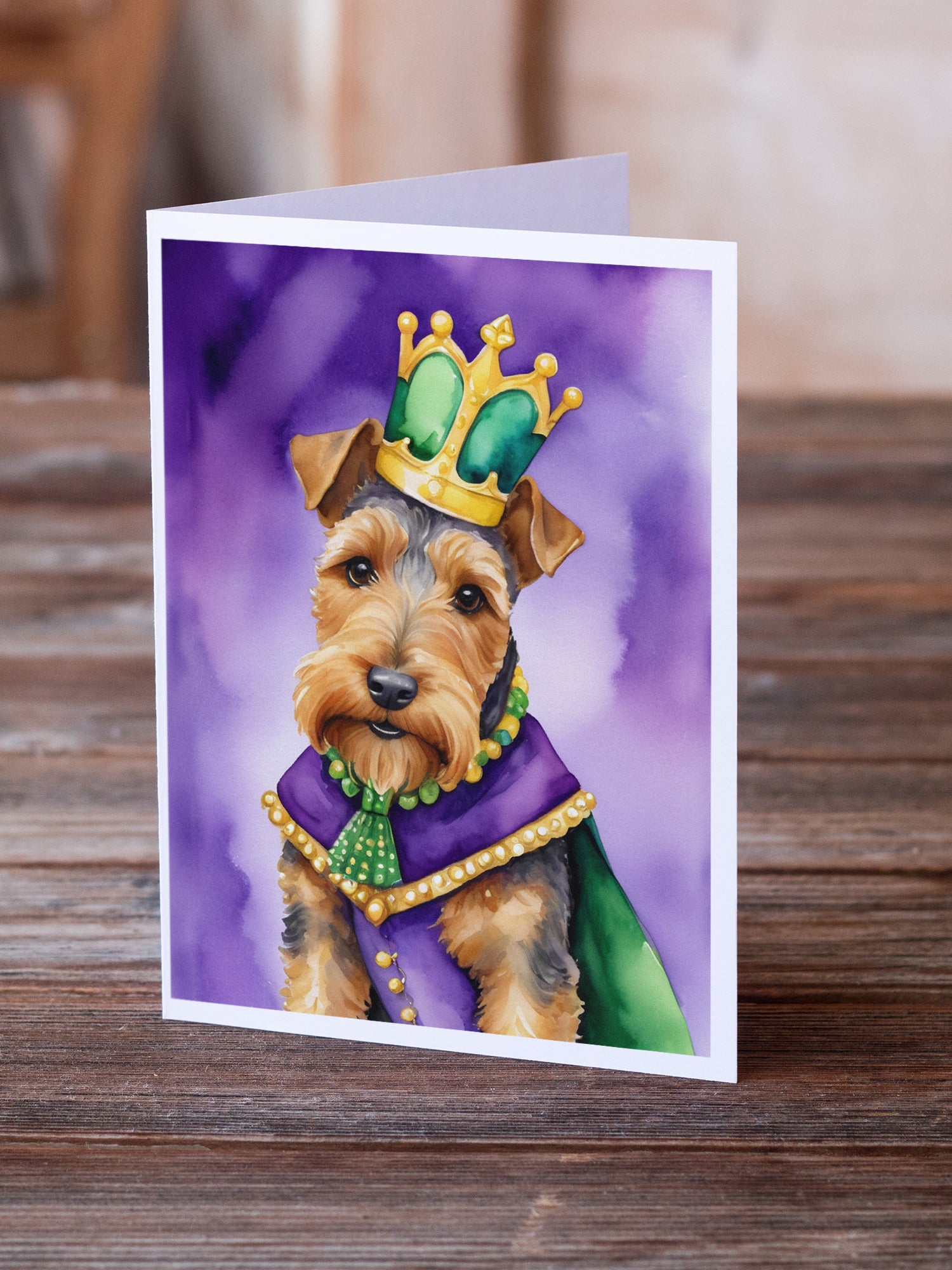 Welsh Terrier King of Mardi Gras Greeting Cards Pack of 8