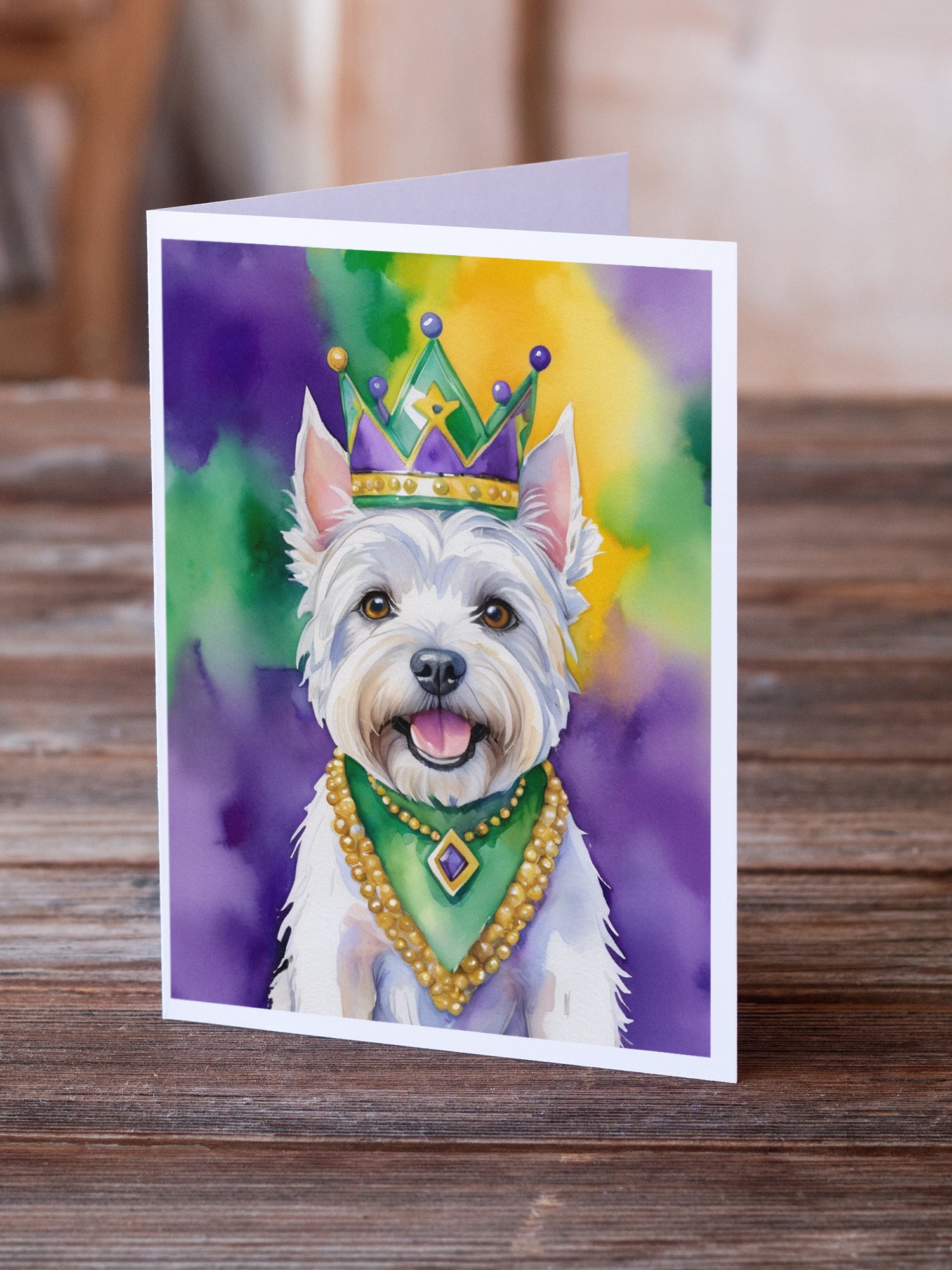 Buy this Westie King of Mardi Gras Greeting Cards Pack of 8