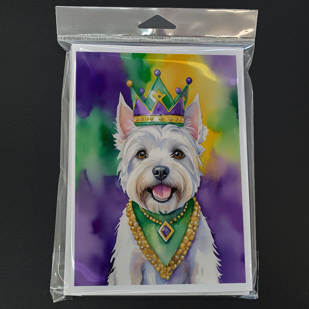 Westie King of Mardi Gras Greeting Cards Pack of 8