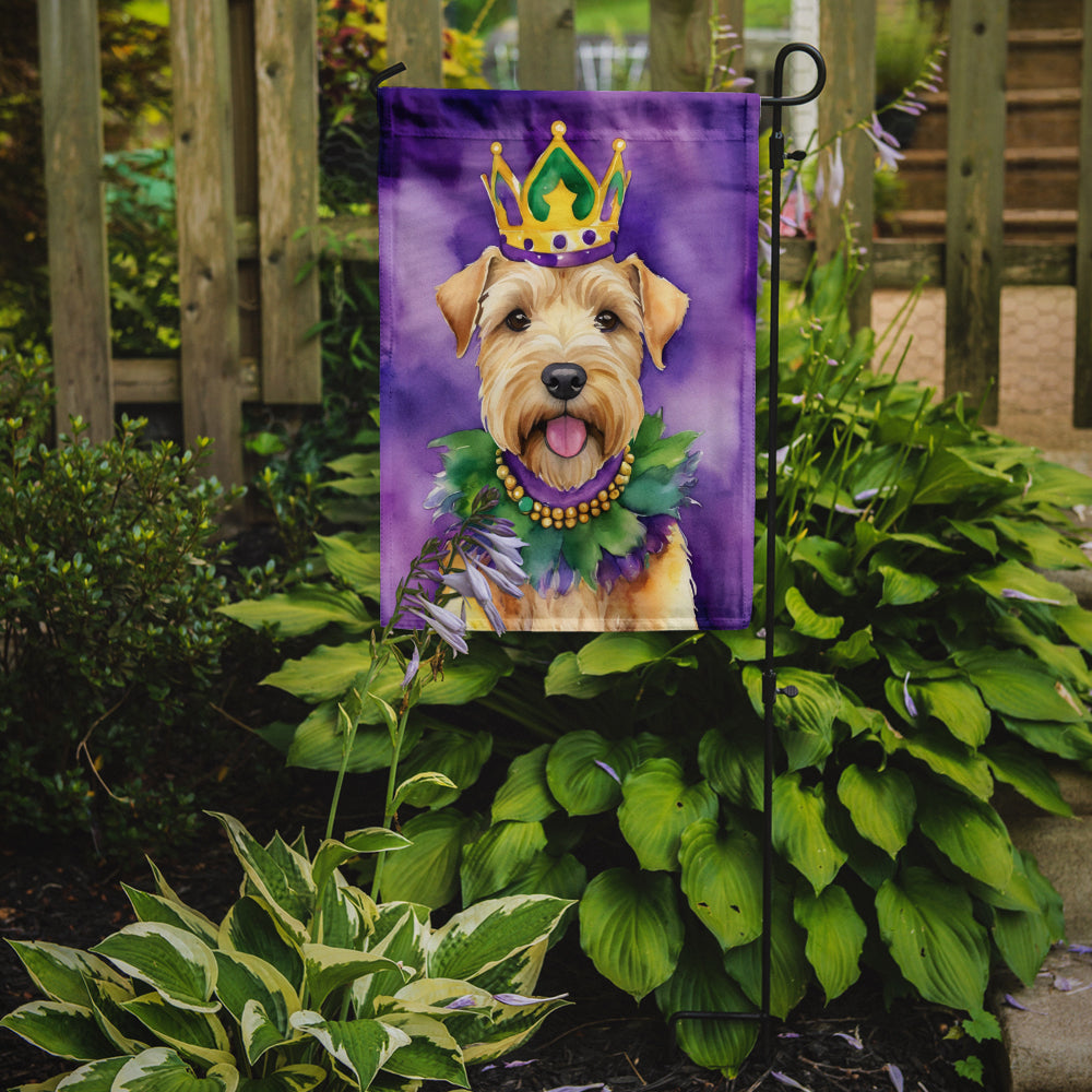 Wheaten Terrier King of Mardi Gras Garden Flag