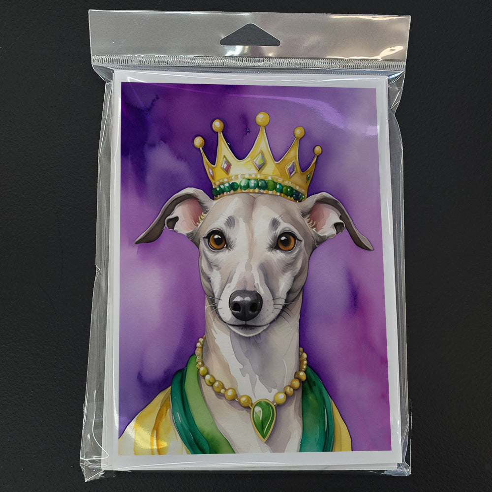 Whippet King of Mardi Gras Greeting Cards Pack of 8