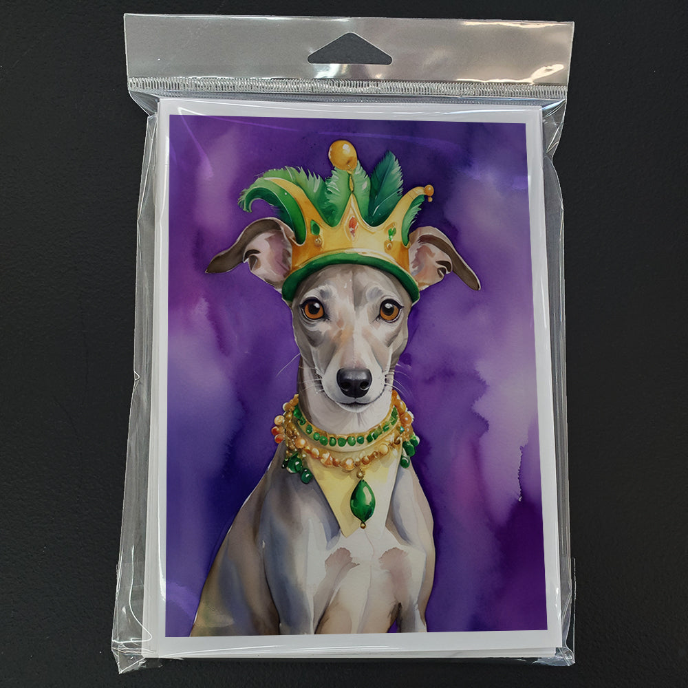 Whippet King of Mardi Gras Greeting Cards Pack of 8