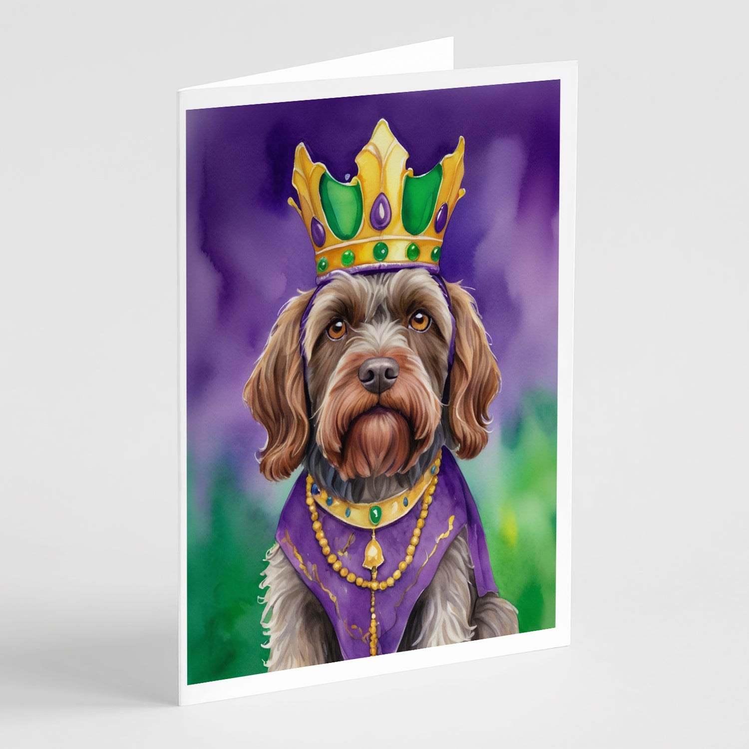 Buy this Wirehaired Pointing Griffon King of Mardi Gras Greeting Cards Pack of 8