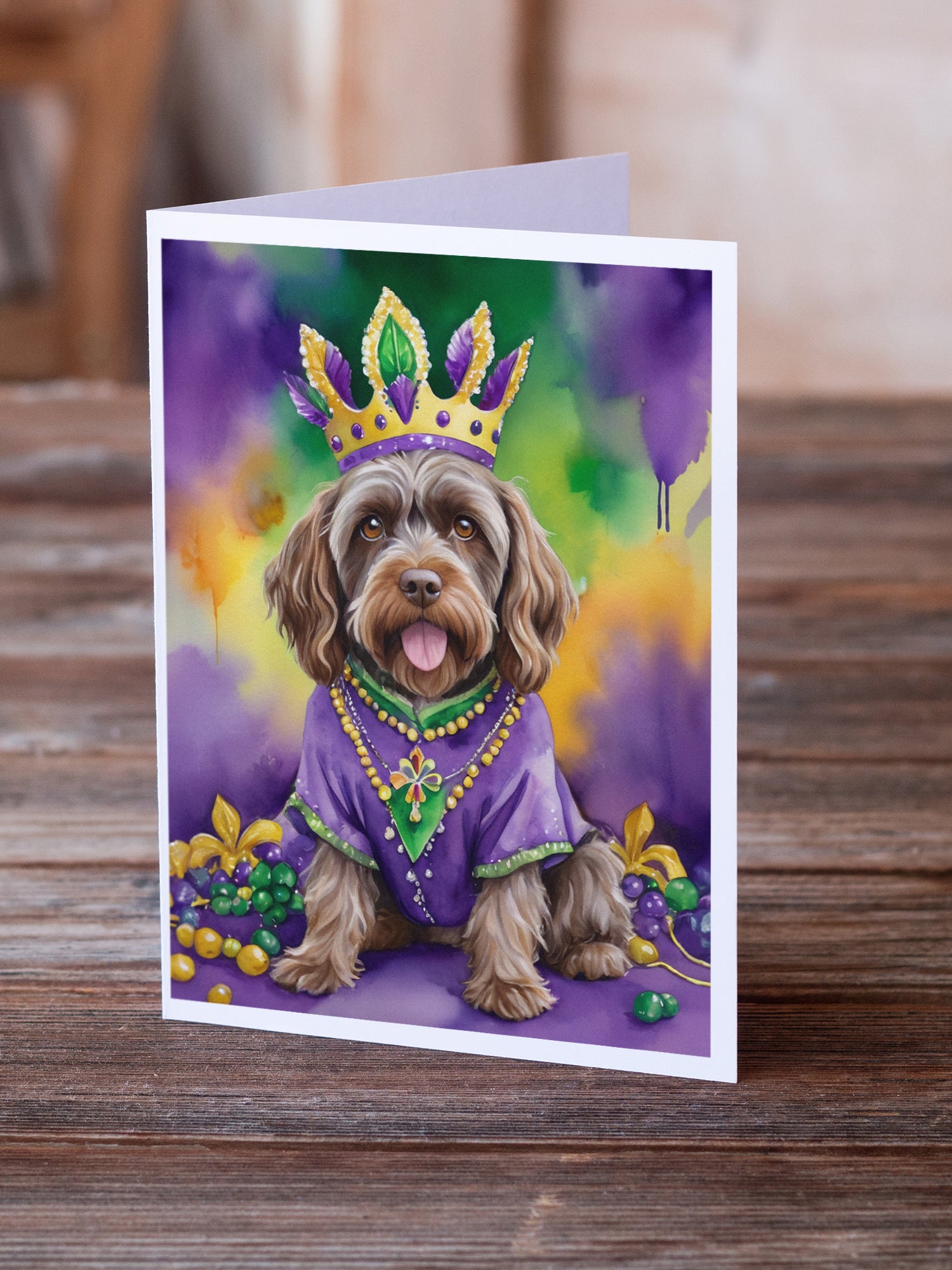 Wirehaired Pointing Griffon King of Mardi Gras Greeting Cards Pack of 8