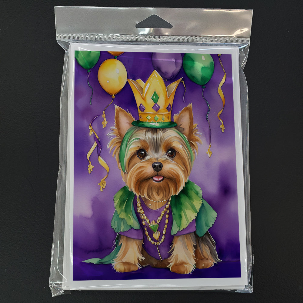 Yorkshire Terrier King of Mardi Gras Greeting Cards Pack of 8