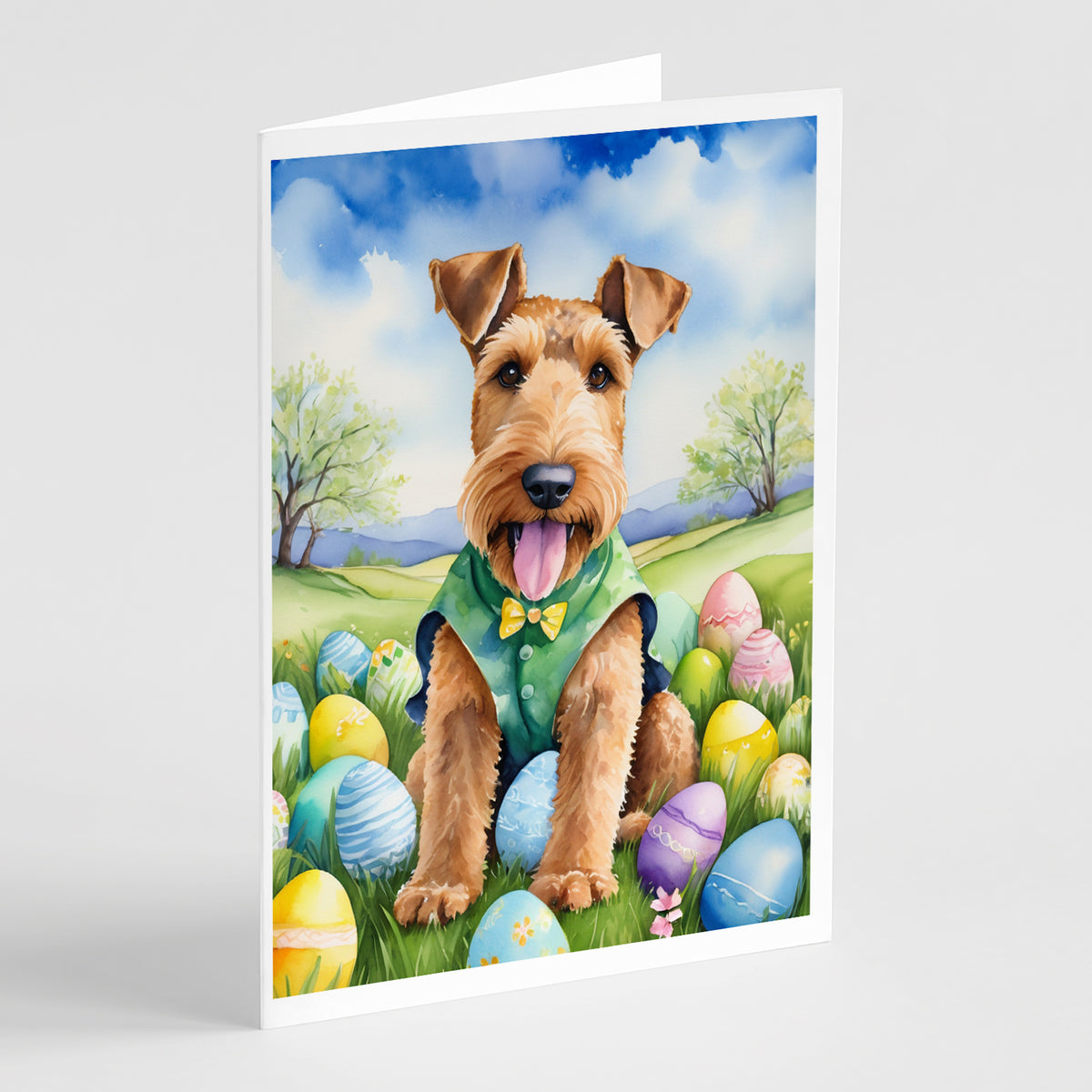 Buy this Airedale Terrier Easter Egg Hunt Greeting Cards Pack of 8