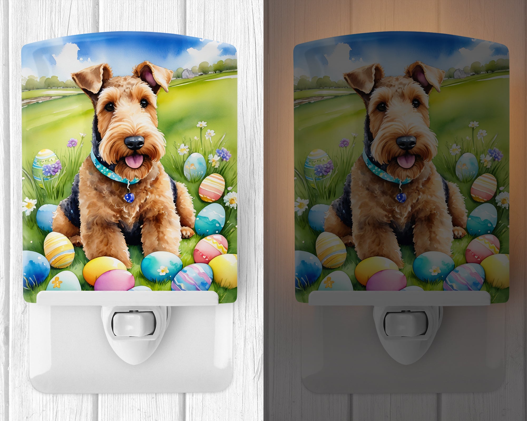 Airedale Terrier Easter Egg Hunt Ceramic Night Light