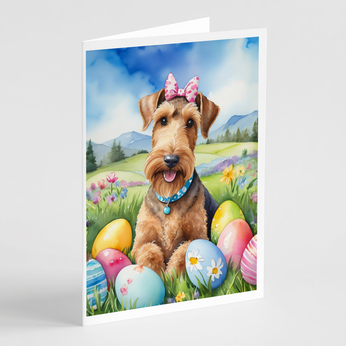 Buy this Airedale Terrier Easter Egg Hunt Greeting Cards Pack of 8