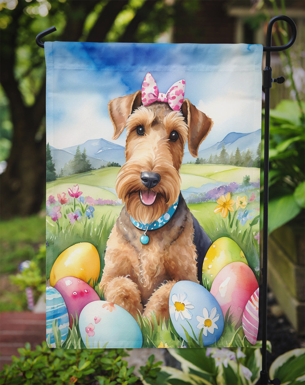 Airedale Terrier Easter Egg Hunt Garden Flag