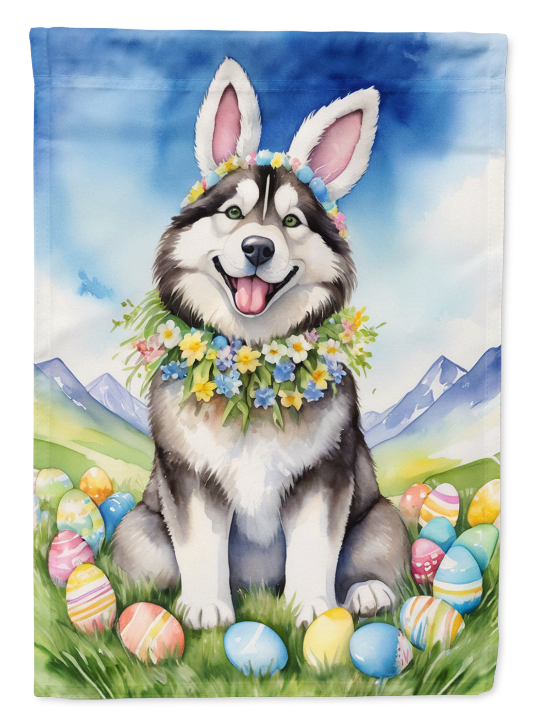Buy this Alaskan Malamute Easter Egg Hunt Garden Flag