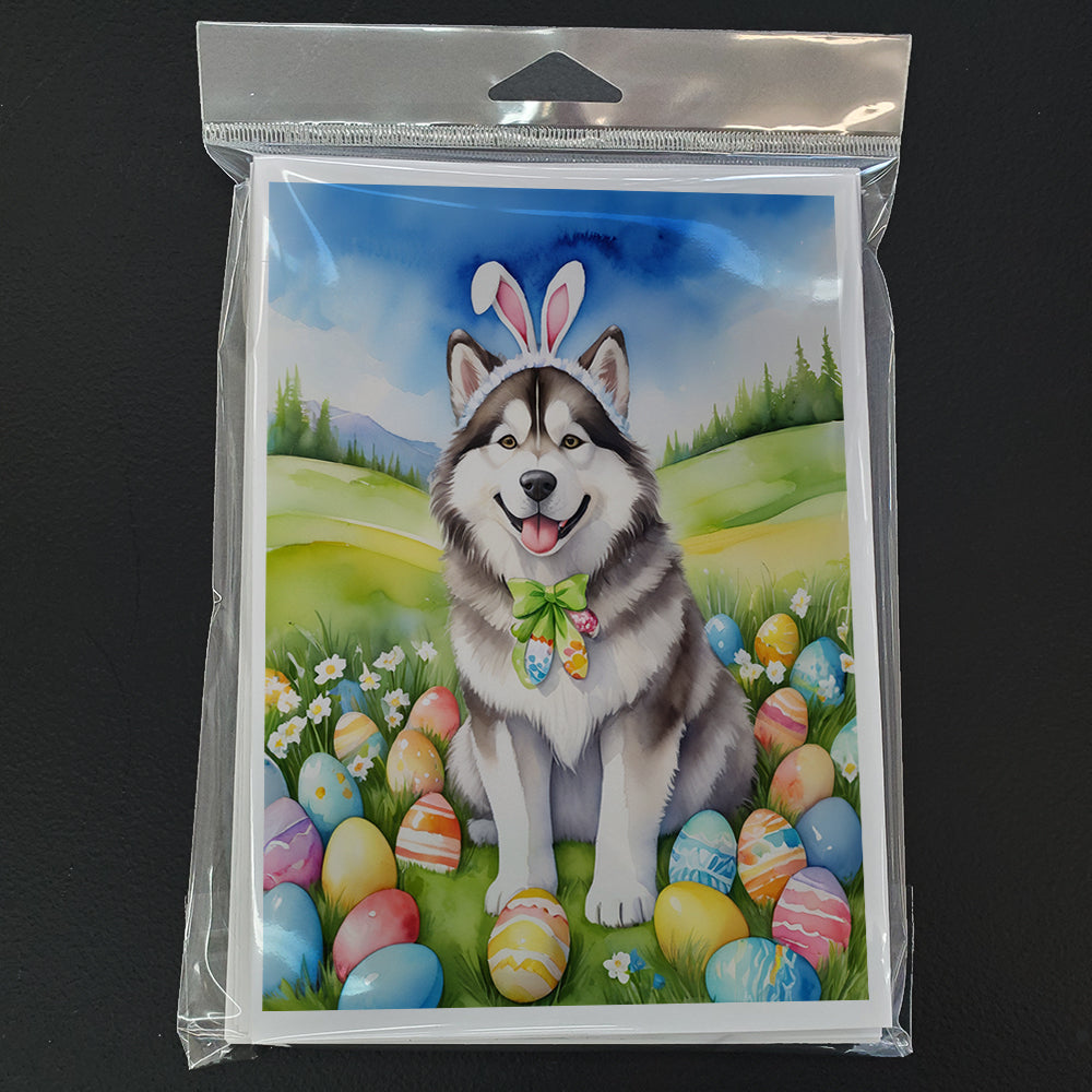 Alaskan Malamute Easter Egg Hunt Greeting Cards Pack of 8