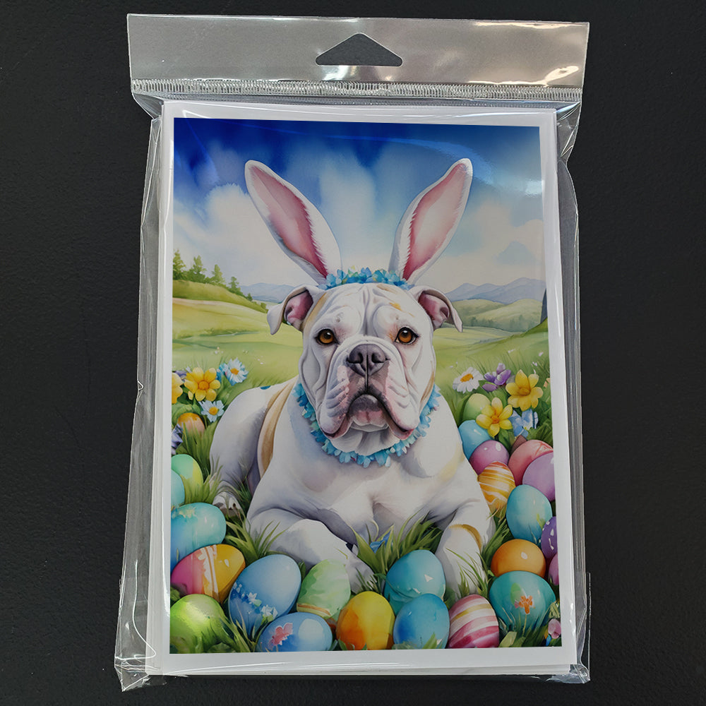 American Bulldog Easter Egg Hunt Greeting Cards Pack of 8