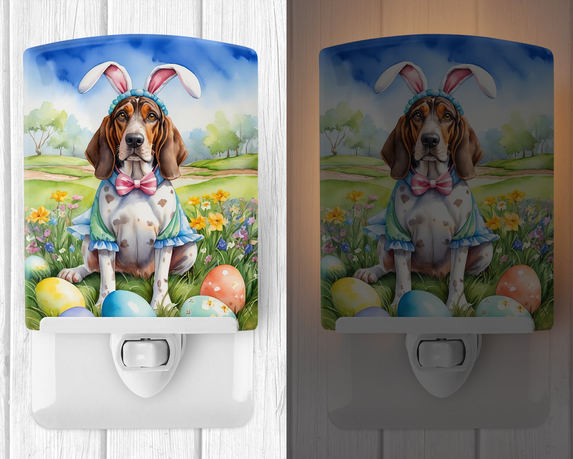 American English Coonhound Easter Egg Hunt Ceramic Night Light