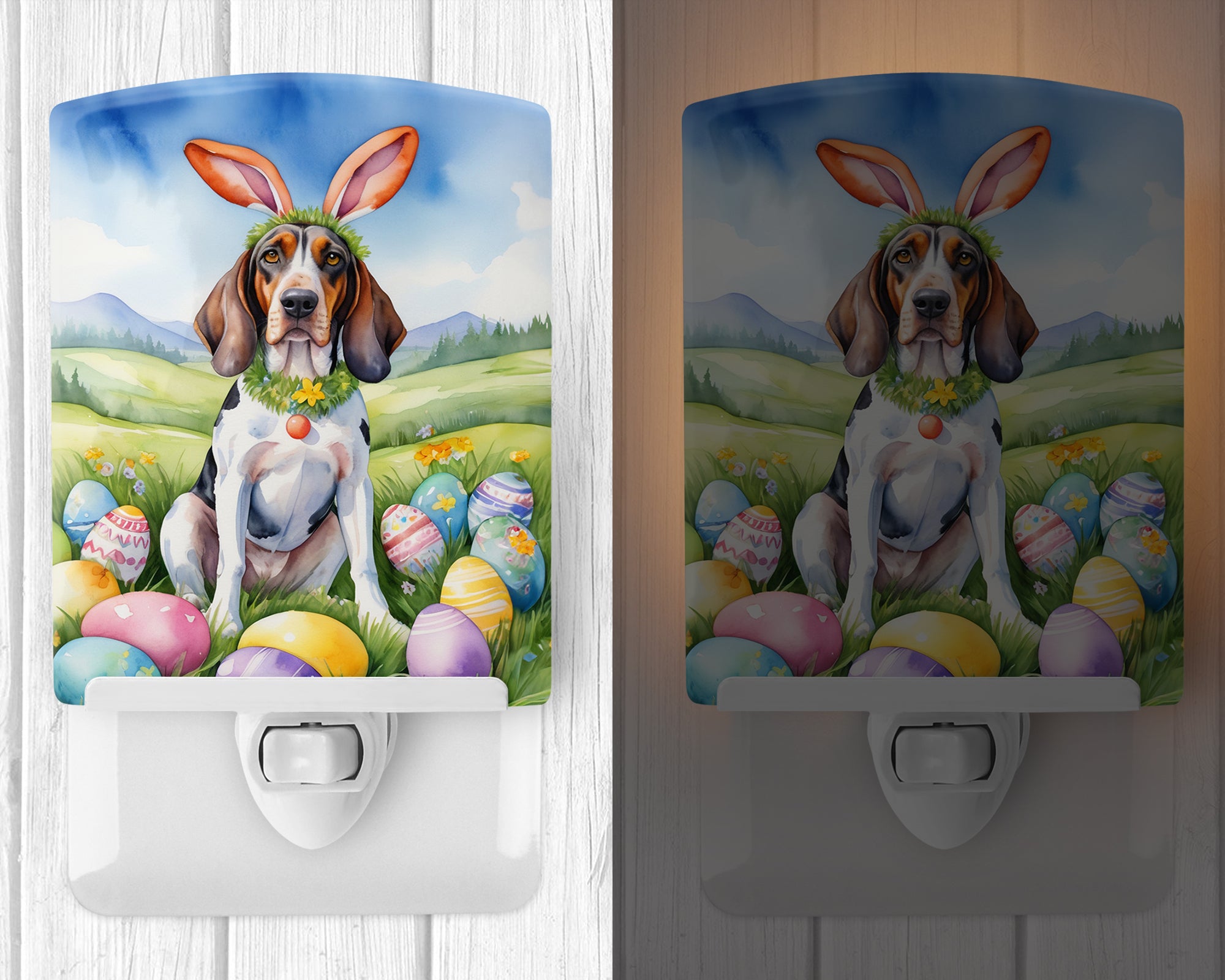 American English Coonhound Easter Egg Hunt Ceramic Night Light