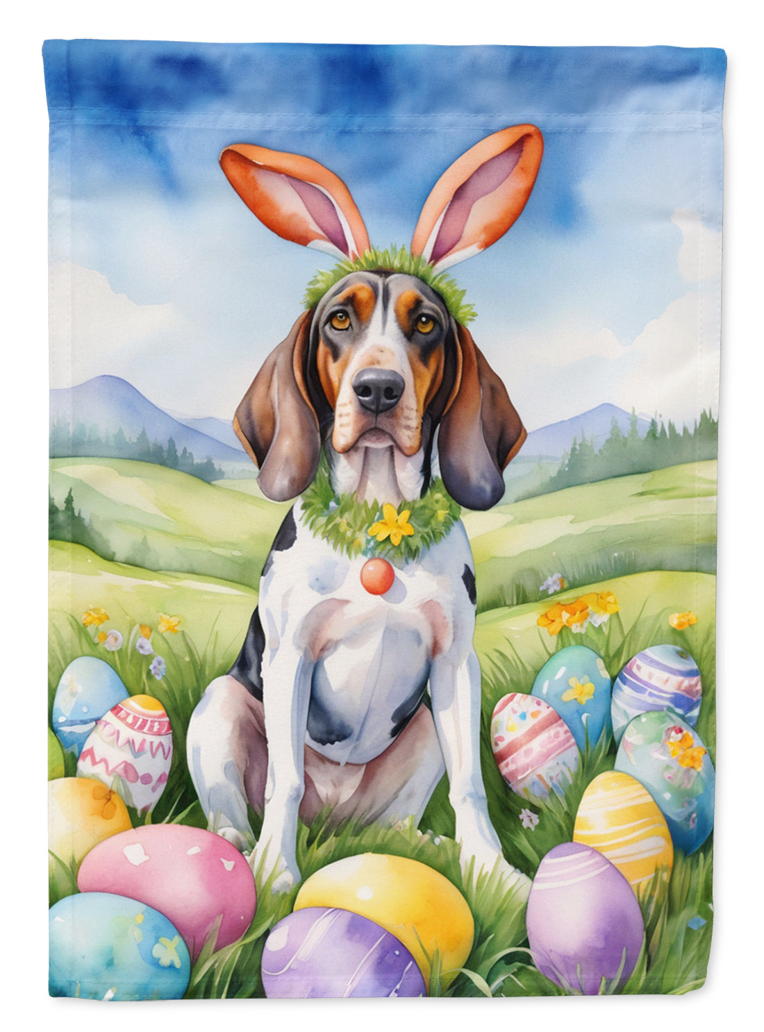 Buy this American English Coonhound Easter Egg Hunt Garden Flag