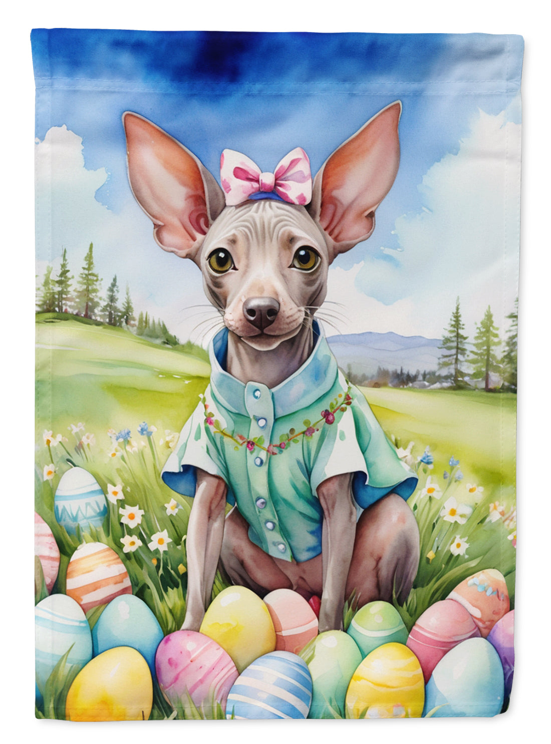 Buy this American Hairless Terrier Easter Egg Hunt House Flag