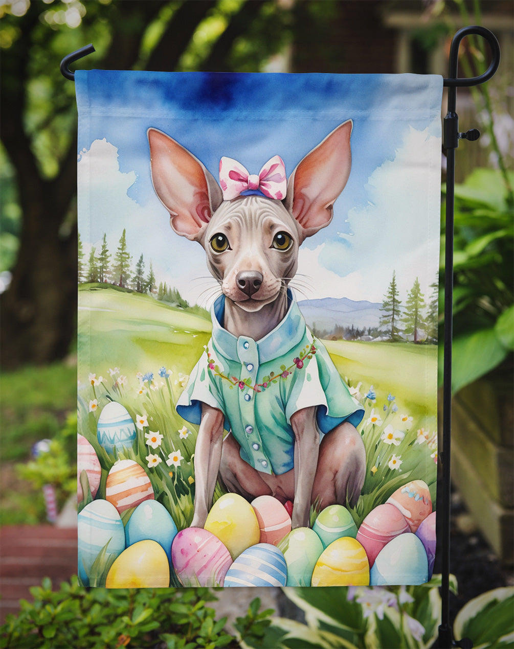 American Hairless Terrier Easter Egg Hunt Garden Flag