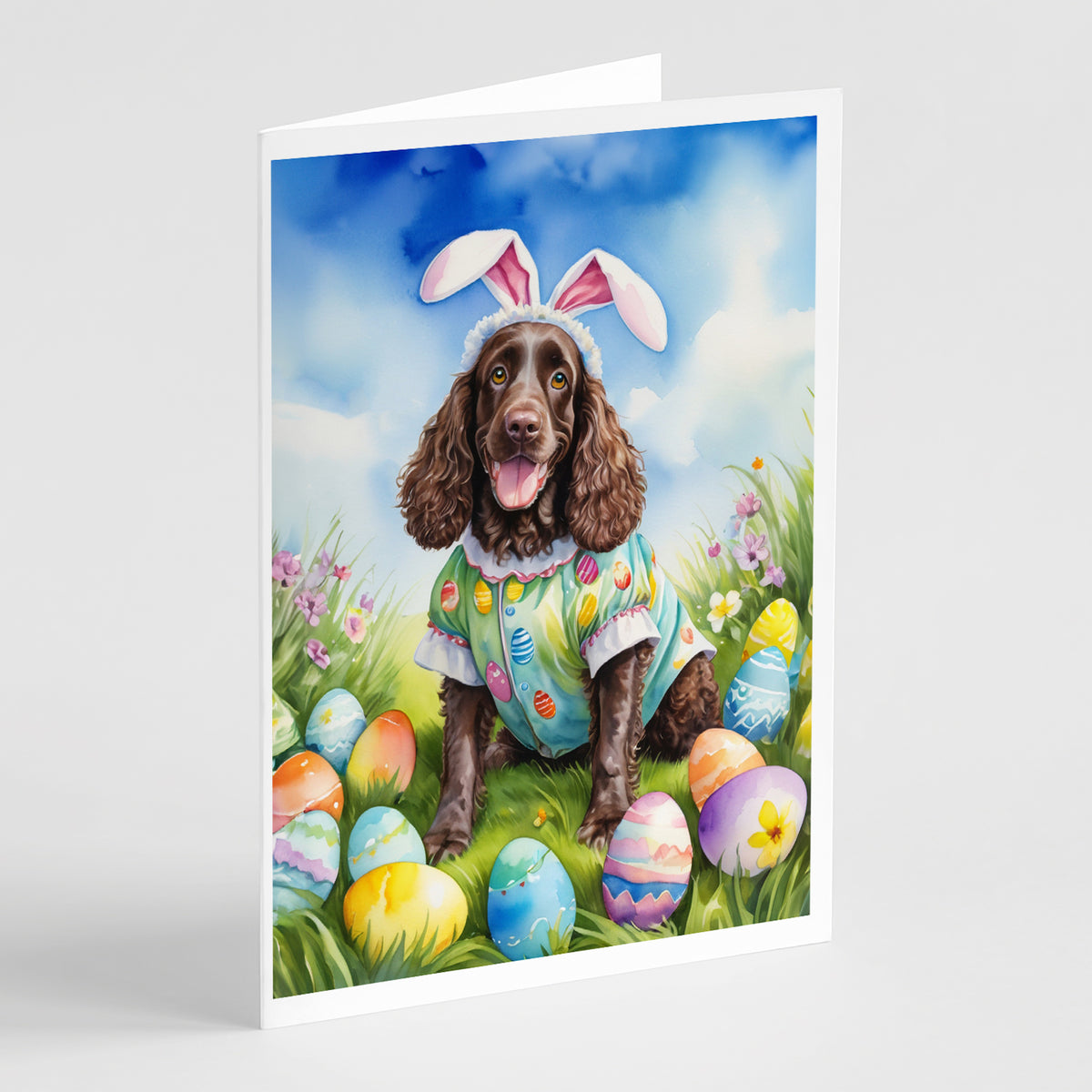 Buy this American Water Spaniel Easter Egg Hunt Greeting Cards Pack of 8