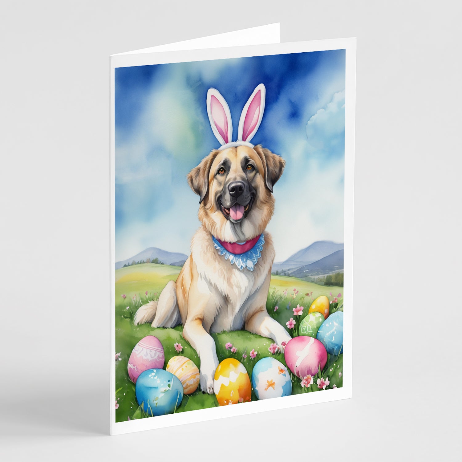Buy this Anatolian Shepherd Dog Easter Egg Hunt Greeting Cards Pack of 8