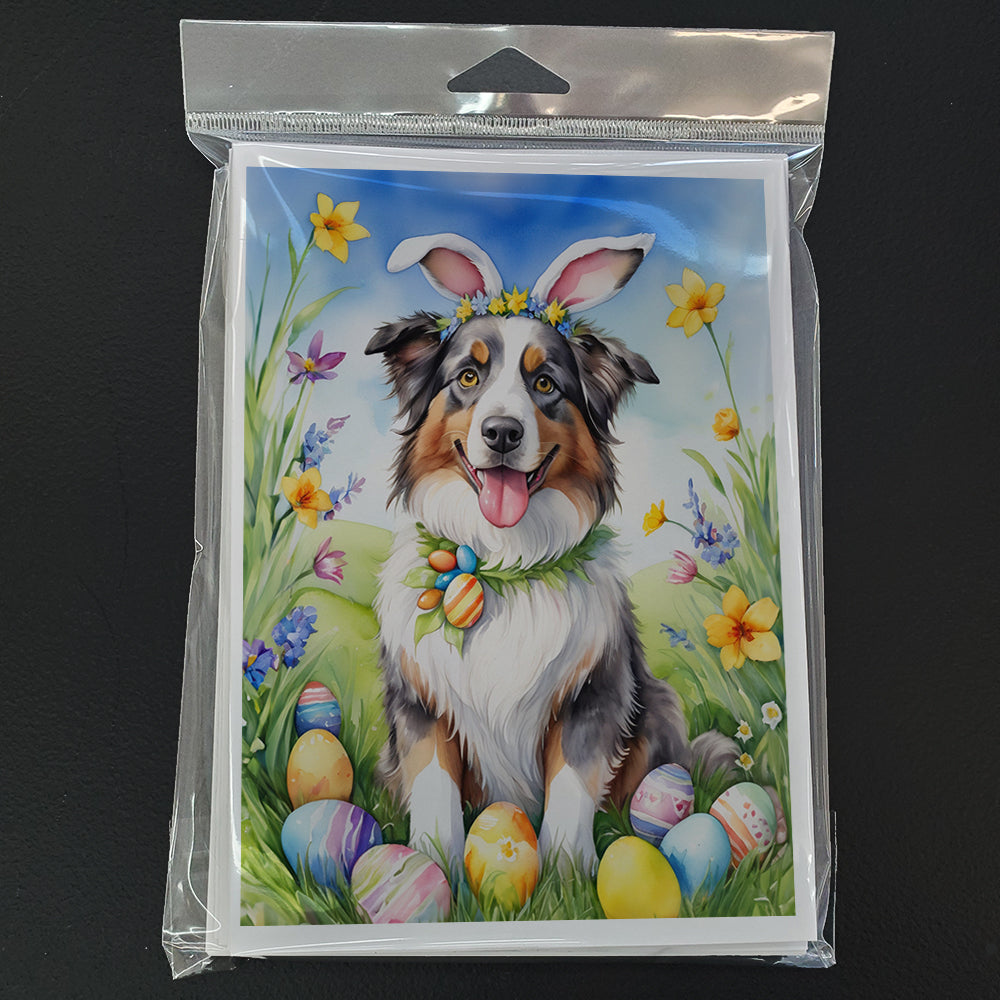 Australian Shepherd Easter Egg Hunt Greeting Cards Pack of 8