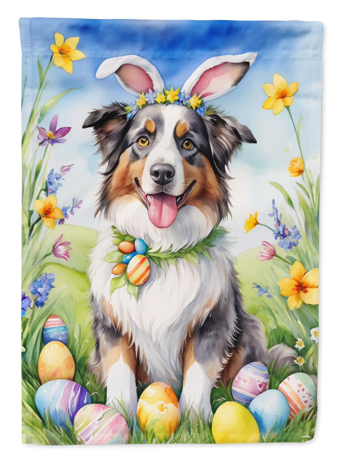 Buy this Australian Shepherd Easter Egg Hunt Garden Flag