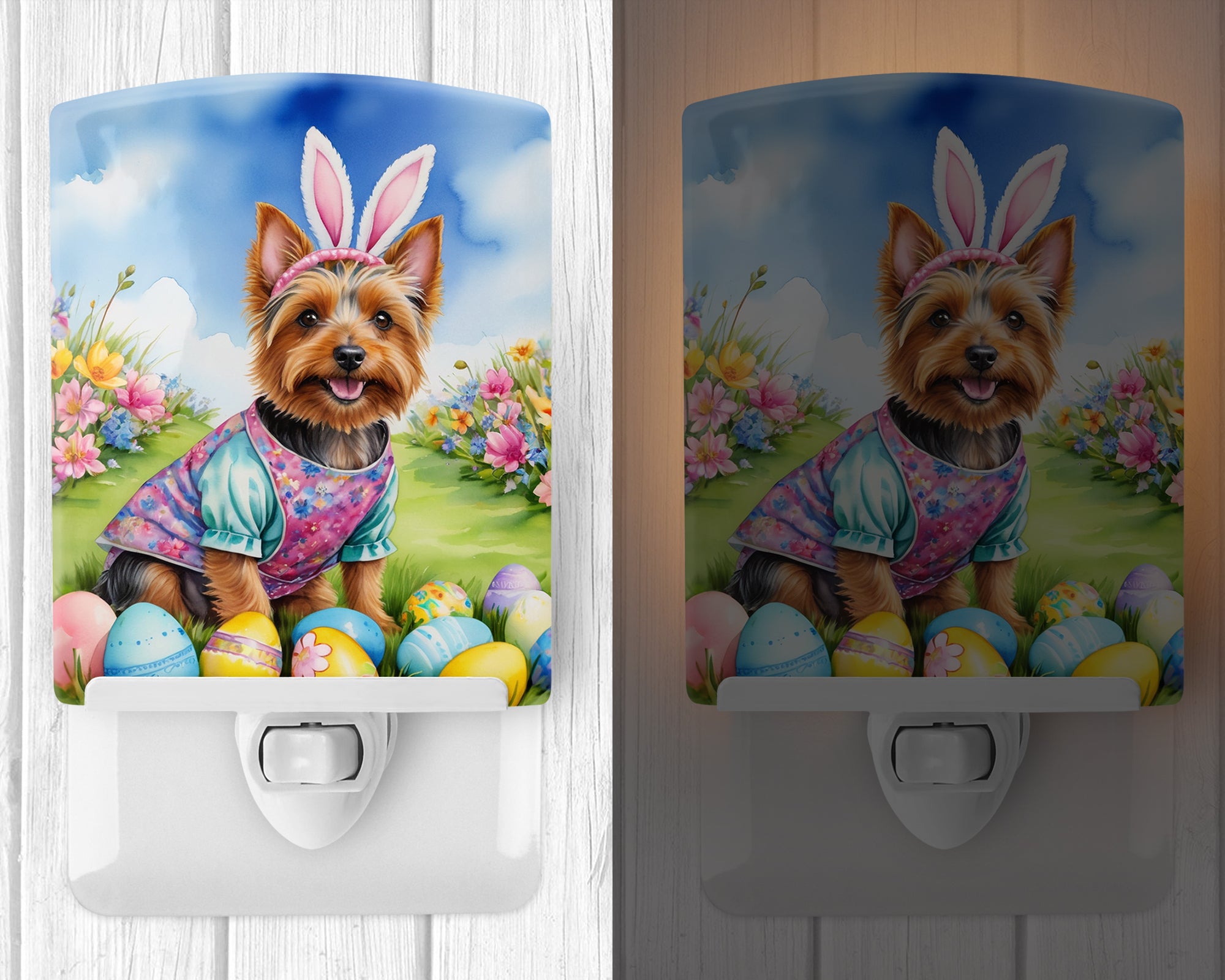 Australian Terrier Easter Egg Hunt Ceramic Night Light