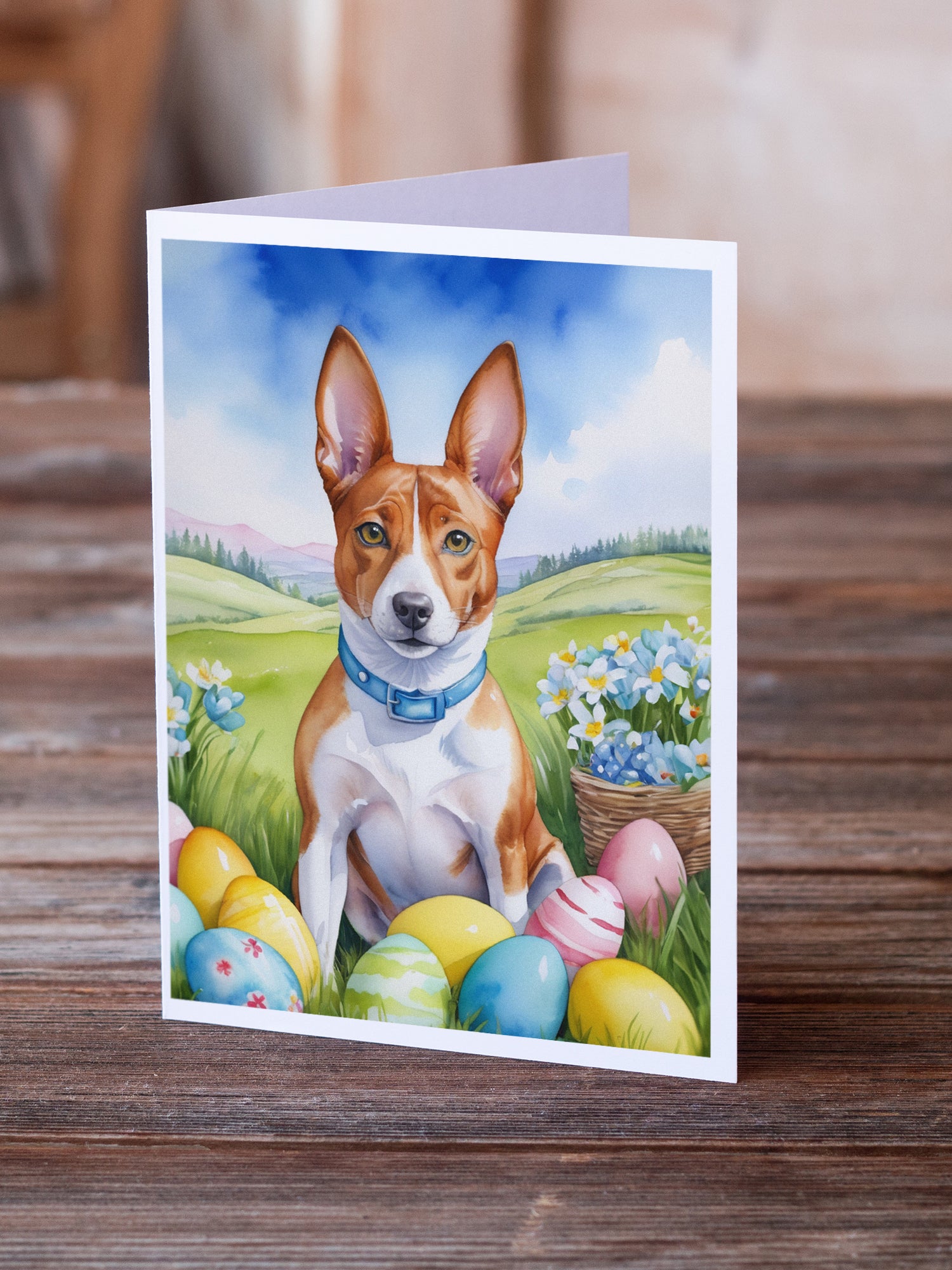 Buy this Basenji Easter Egg Hunt Greeting Cards Pack of 8