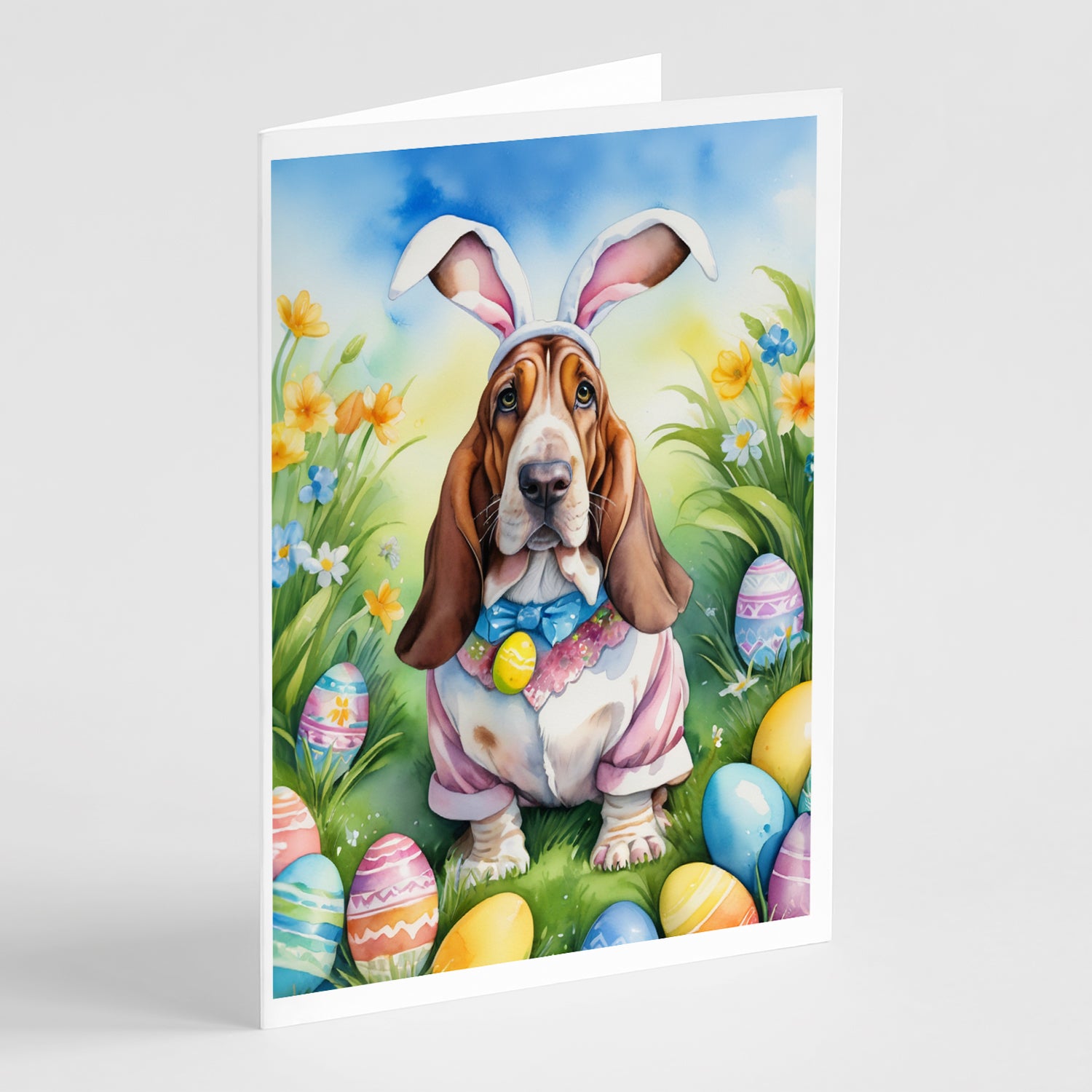 Buy this Basset Hound Easter Egg Hunt Greeting Cards Pack of 8