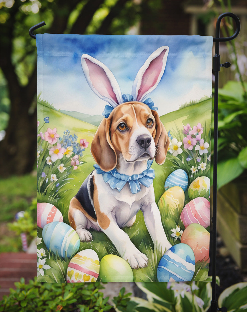 Beagle Easter Egg Hunt Garden Flag