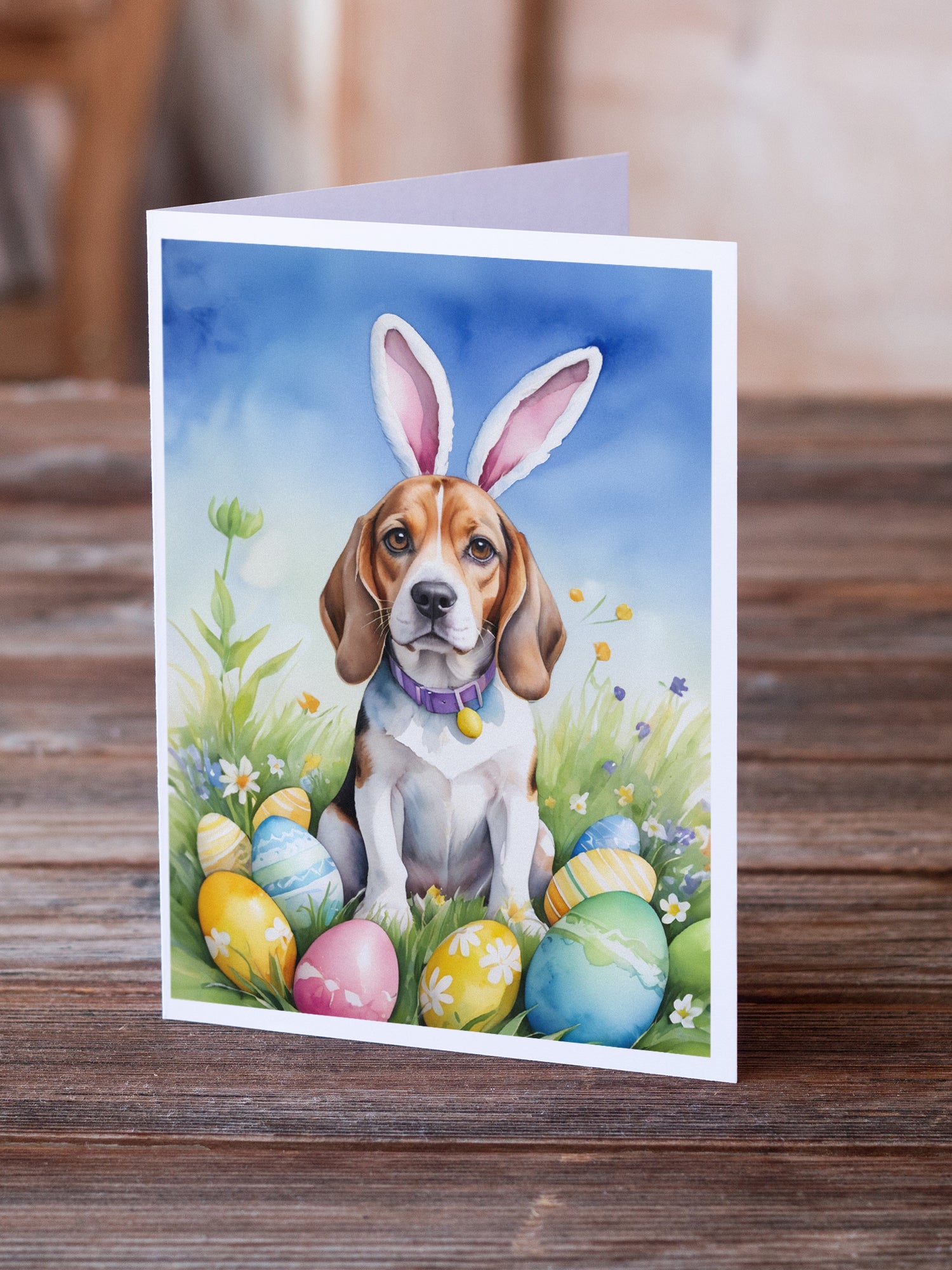 Beagle Easter Egg Hunt Greeting Cards Pack of 8