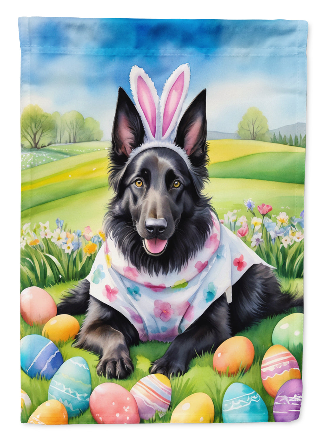 Buy this Belgian Sheepdog Easter Egg Hunt House Flag