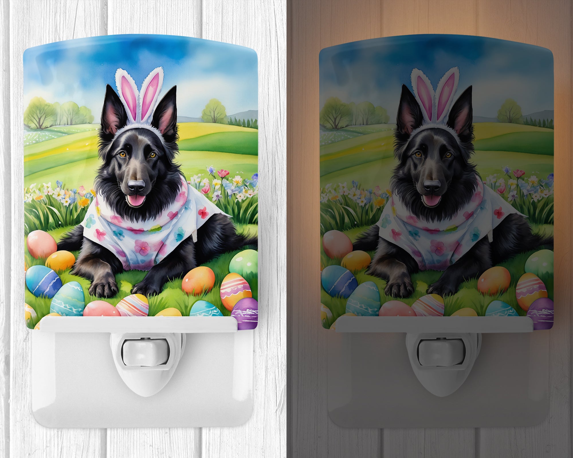 Buy this Belgian Sheepdog Easter Egg Hunt Ceramic Night Light
