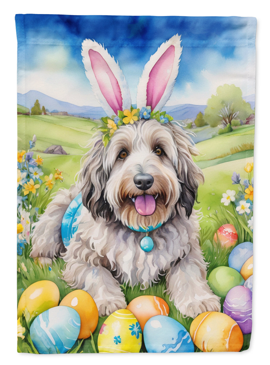 Buy this Bergamasco Sheepdog Easter Egg Hunt House Flag