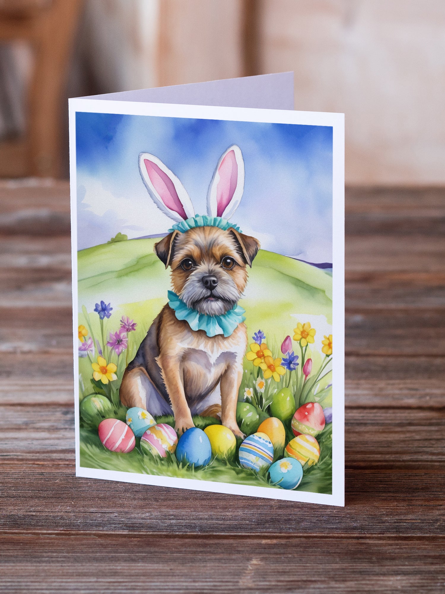 Border Terrier Easter Egg Hunt Greeting Cards Pack of 8