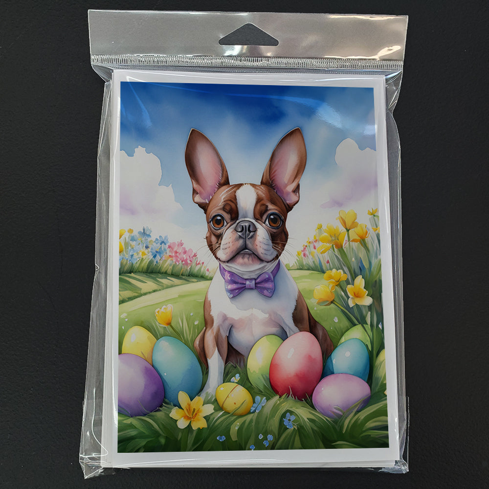 Boston Terrier Easter Egg Hunt Greeting Cards Pack of 8