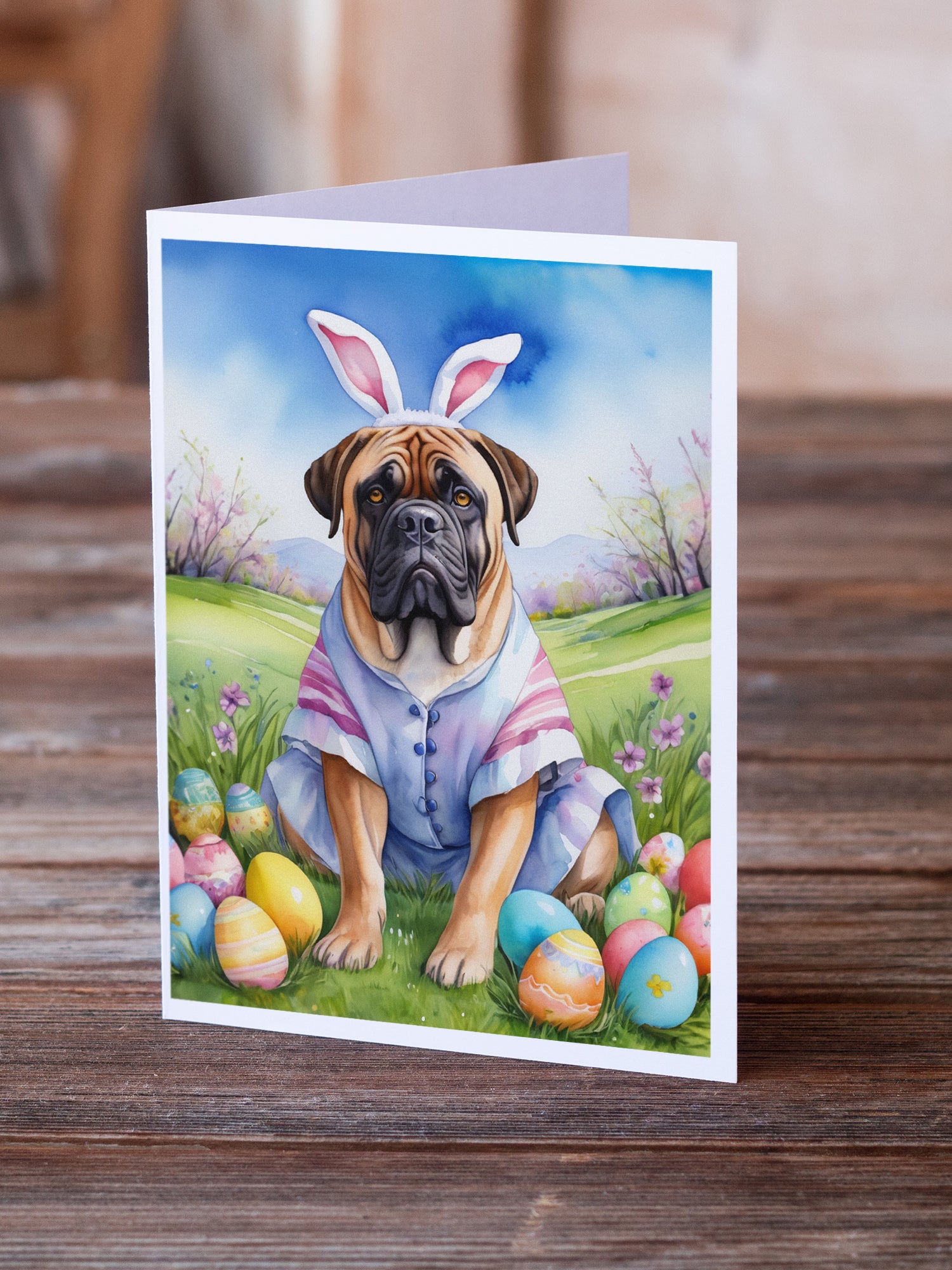 Bullmastiff Easter Egg Hunt Greeting Cards Pack of 8