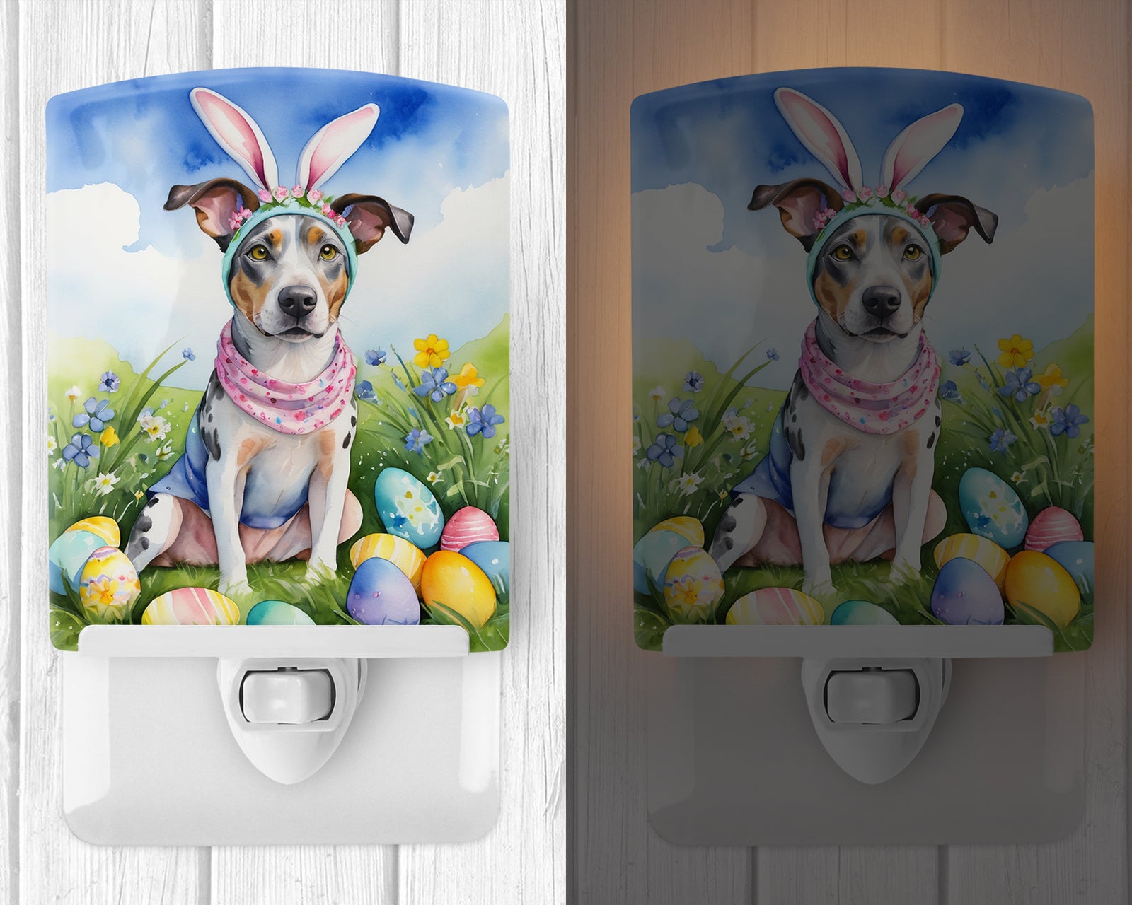 Caroline's Treasures Catahoula Easter Egg Hunt Ceramic Night Light