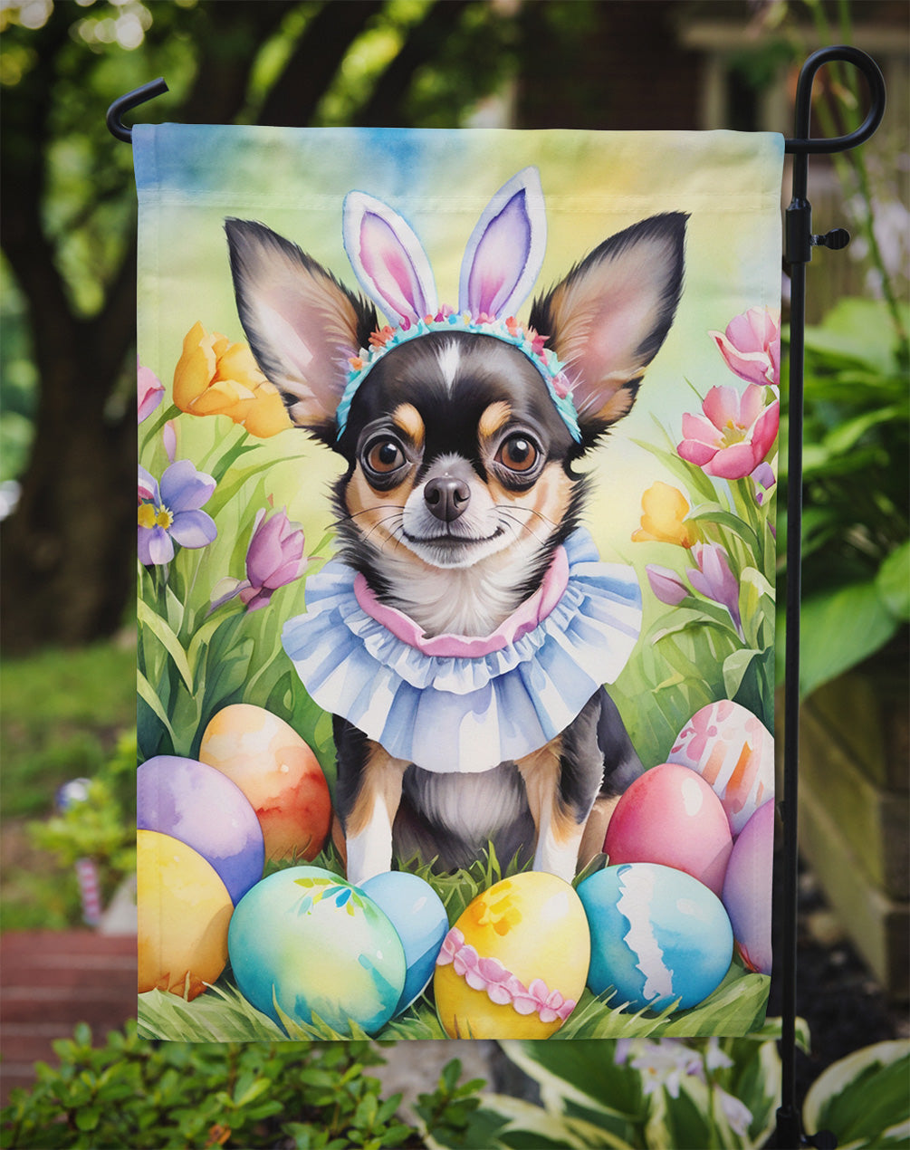 Chihuahua Easter Egg Hunt Garden Flag