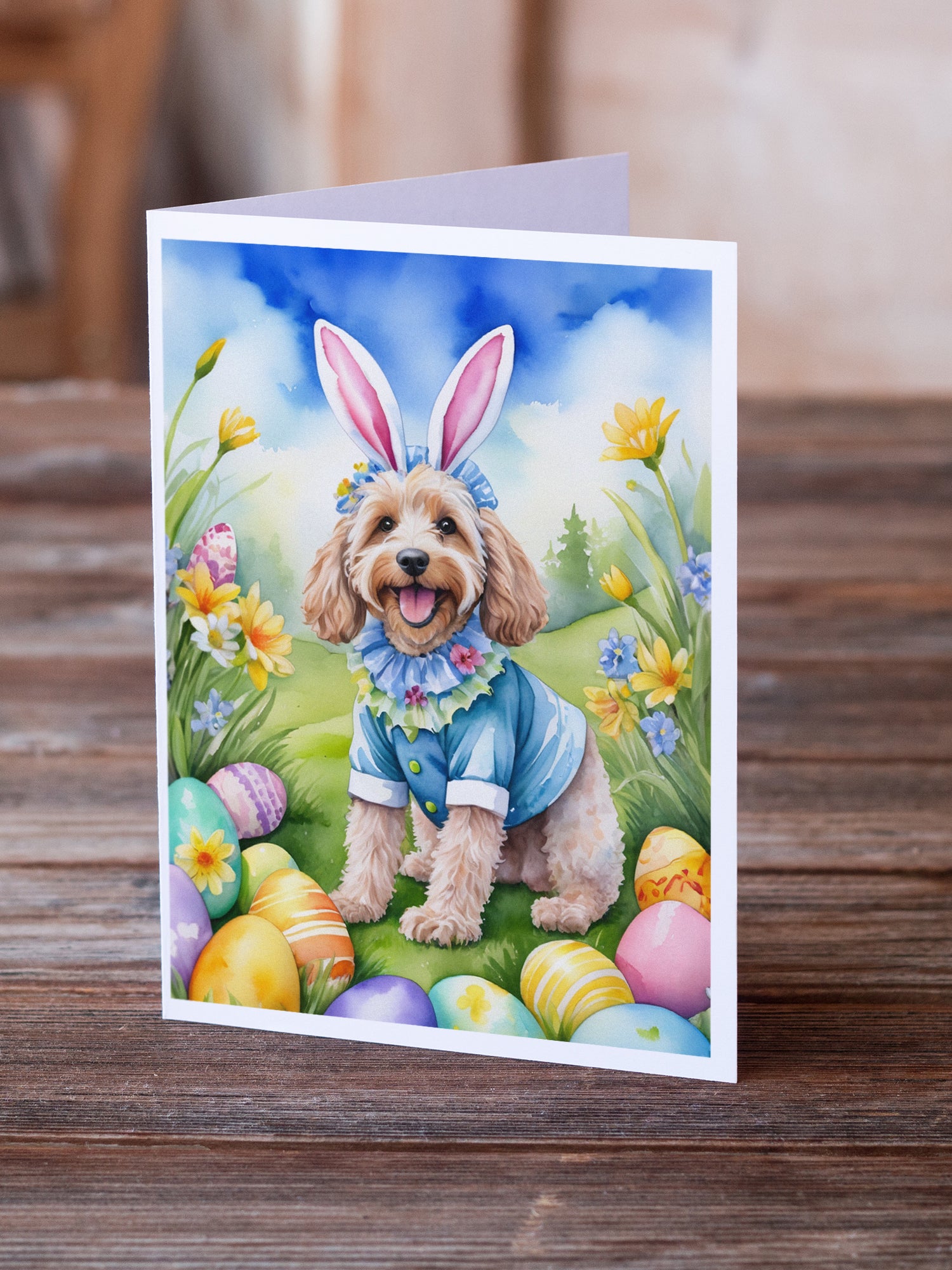 Buy this Cockapoo Easter Egg Hunt Greeting Cards Pack of 8