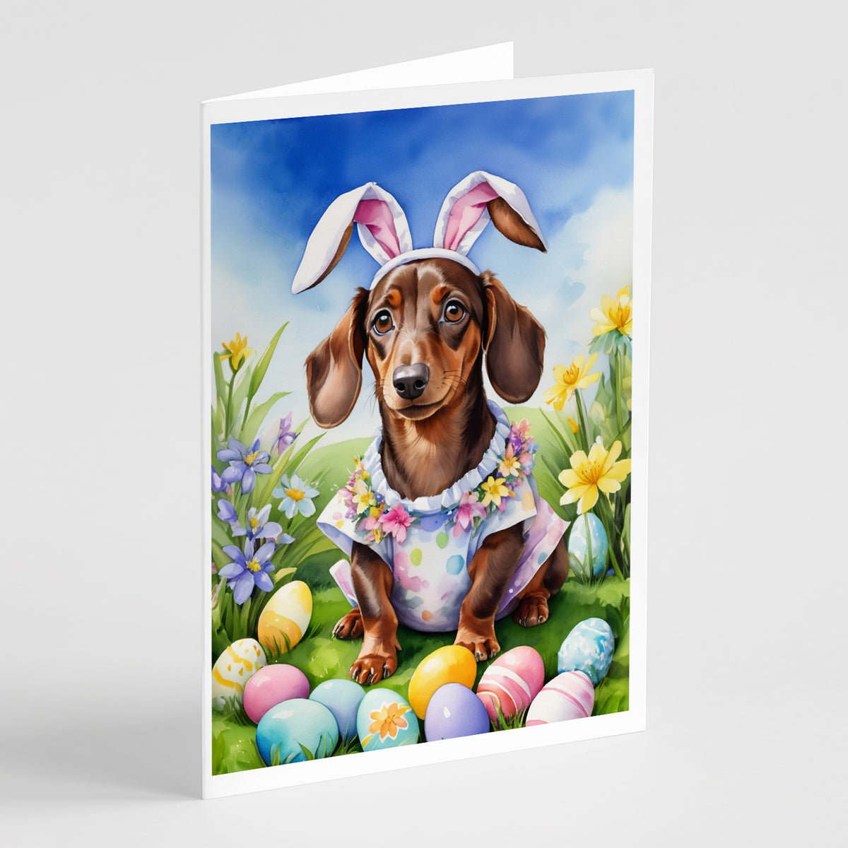 Buy this Dachshund Easter Egg Hunt Greeting Cards Pack of 8