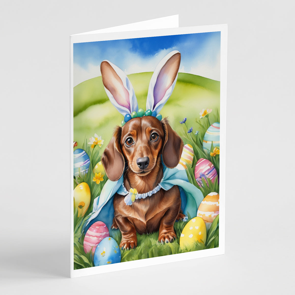 Buy this Dachshund Easter Egg Hunt Greeting Cards Pack of 8