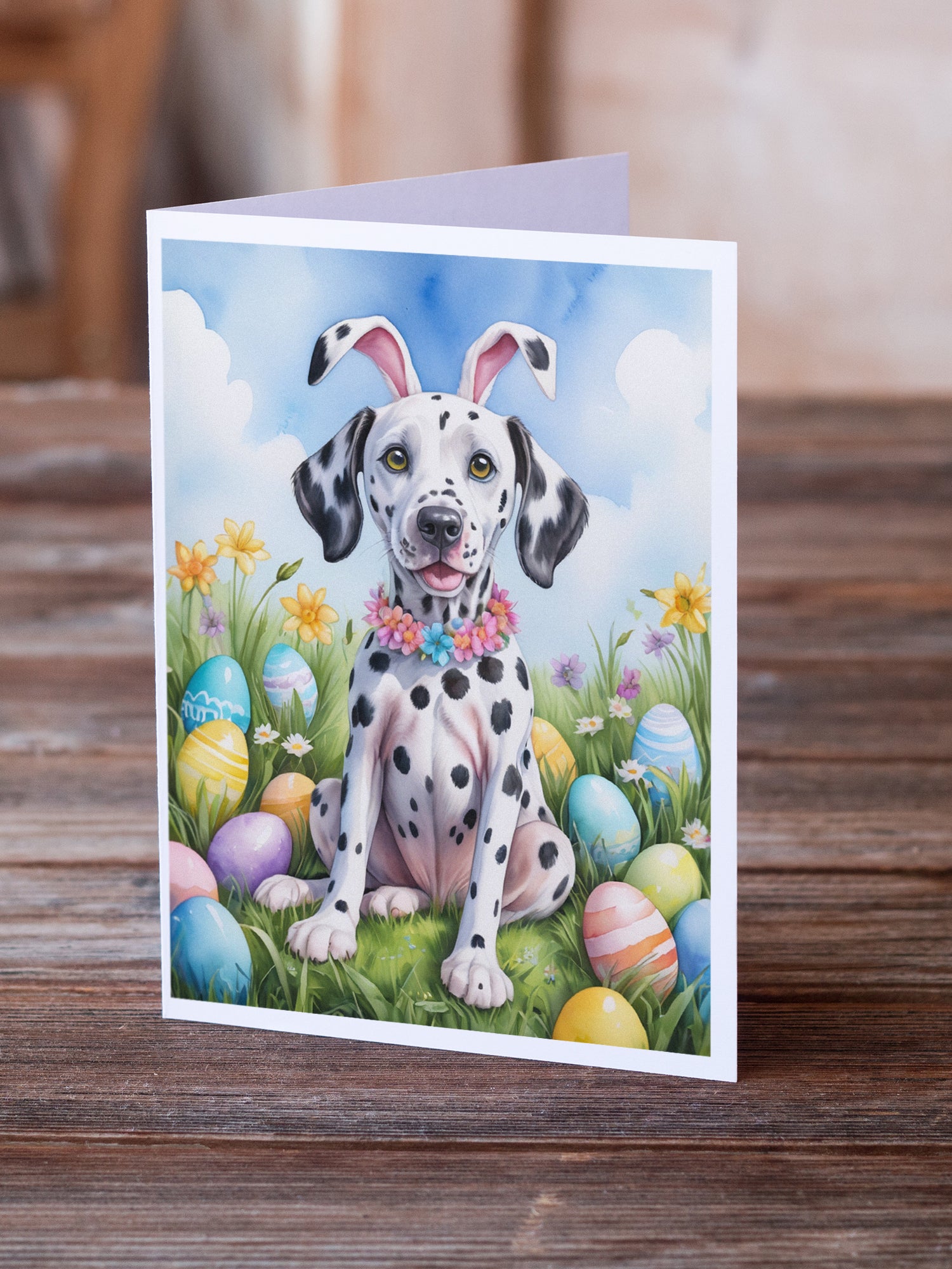 Dalmatian Easter Egg Hunt Greeting Cards Pack of 8