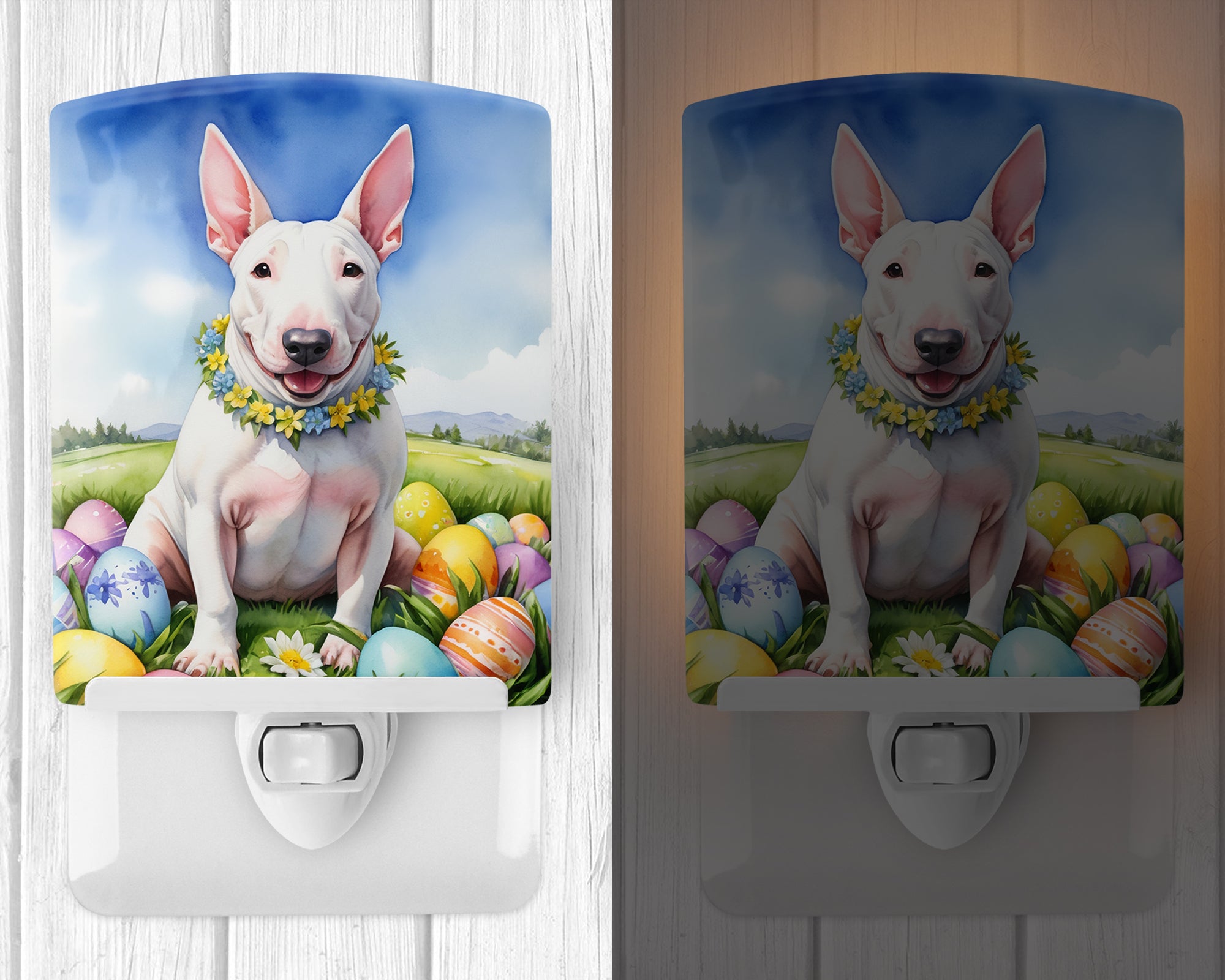 Buy this English Bull Terrier Easter Egg Hunt Ceramic Night Light