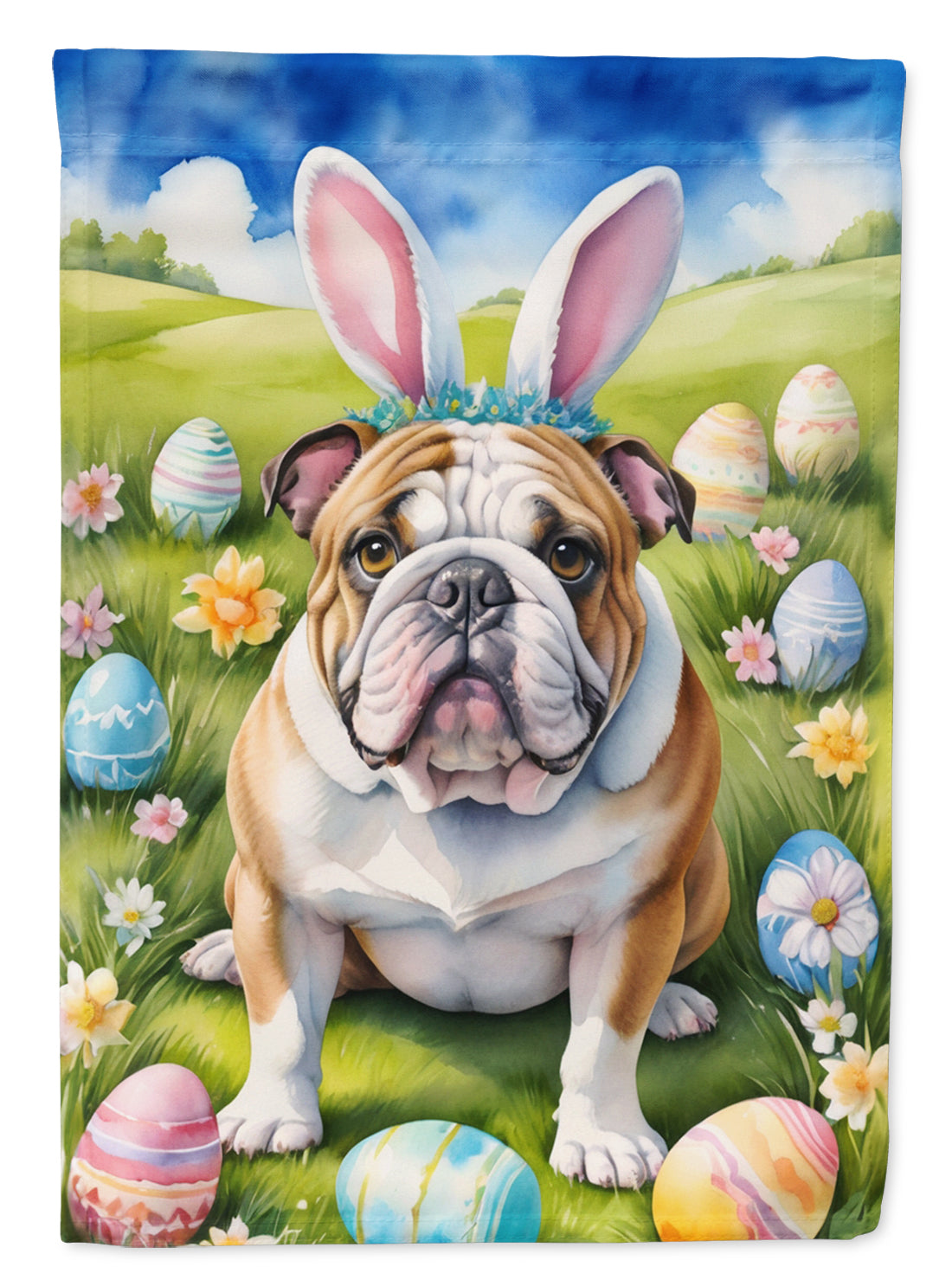 Buy this English Bulldog Easter Egg Hunt House Flag