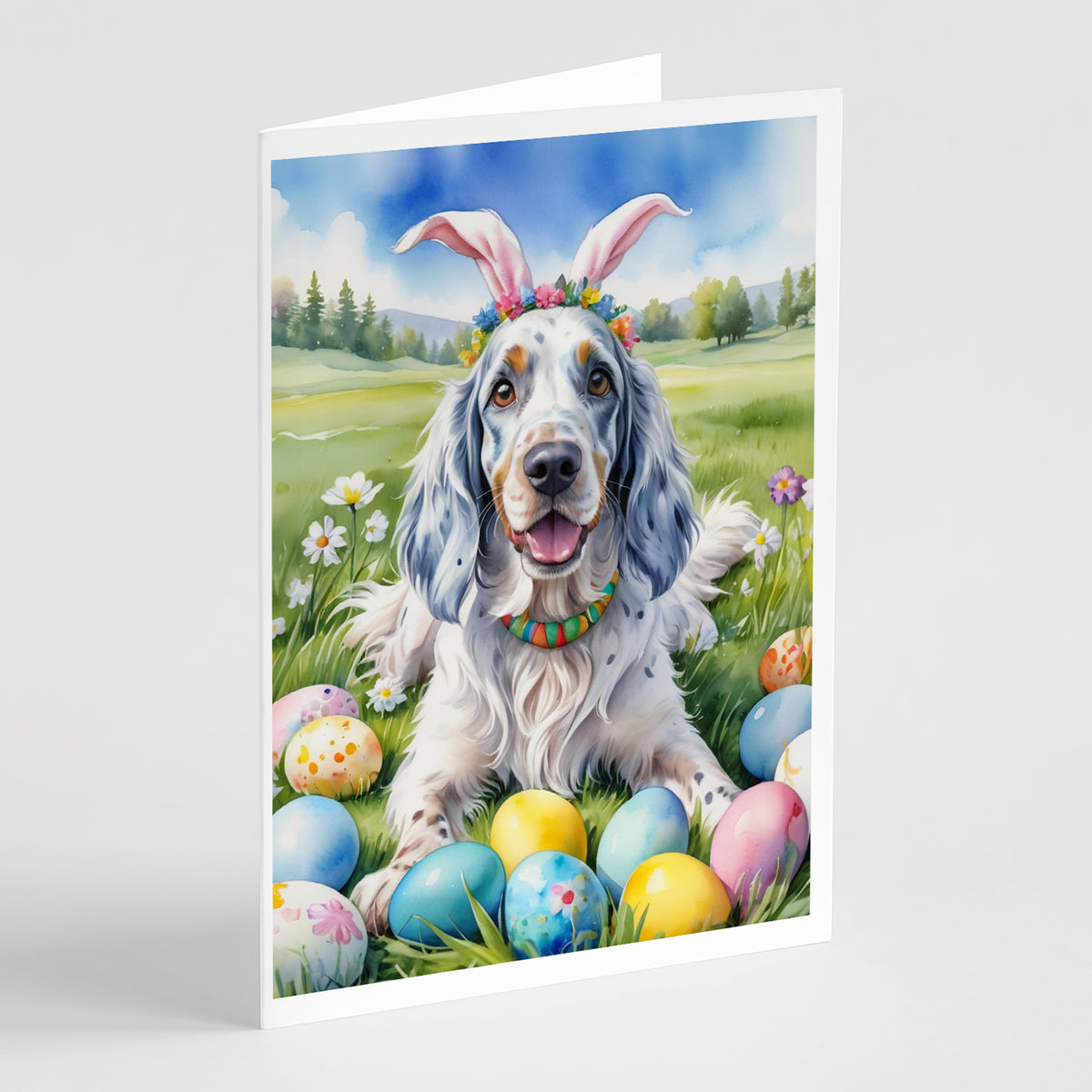 Buy this English Setter Easter Egg Hunt Greeting Cards Pack of 8