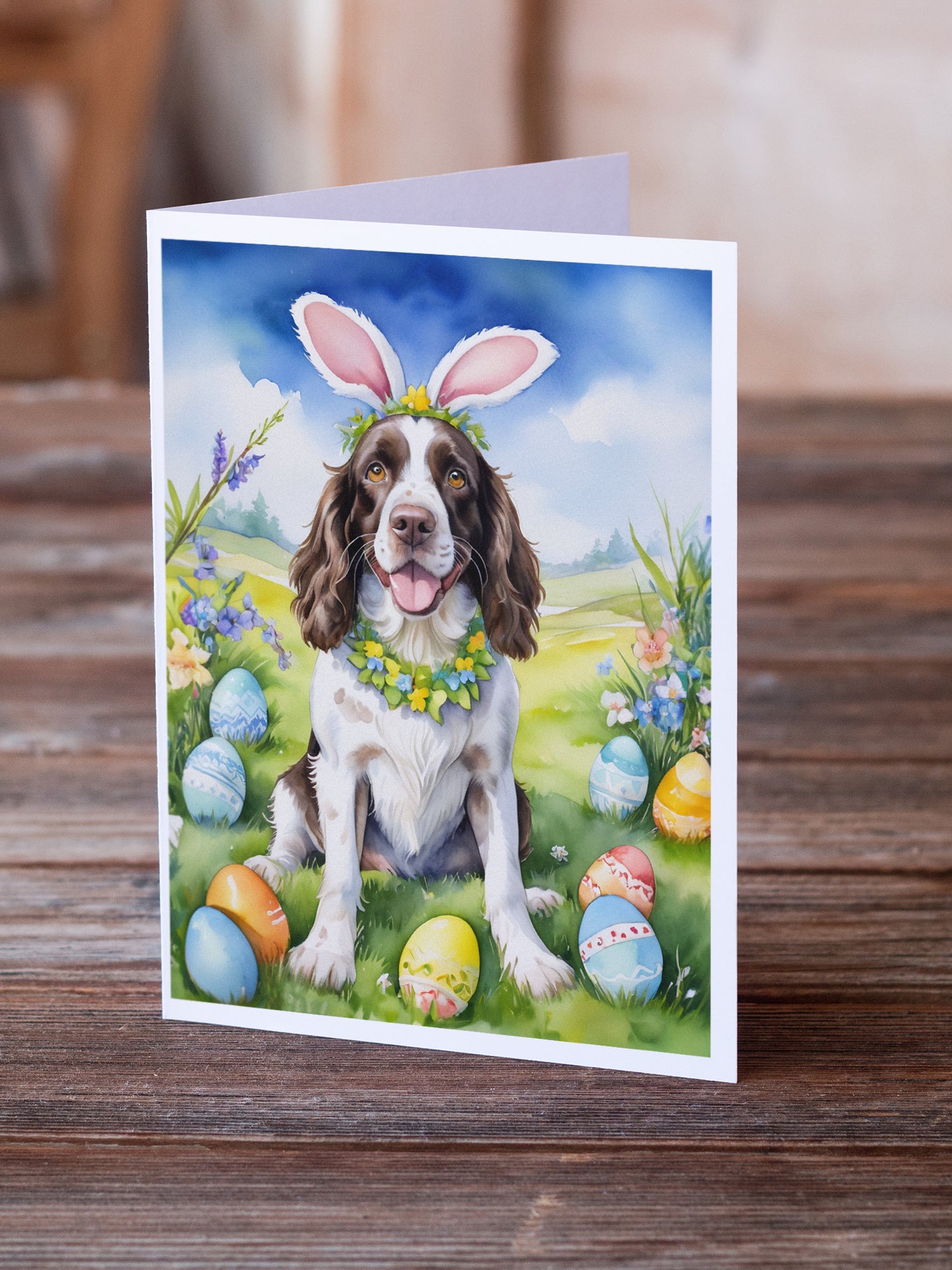 English Springer Spaniel Easter Egg Hunt Greeting Cards Pack of 8
