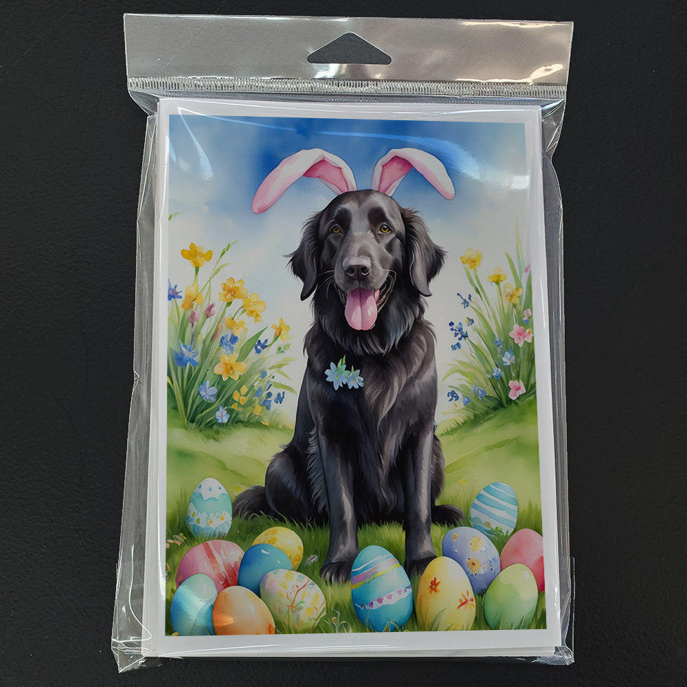 Flat-Coated Retriever Easter Egg Hunt Greeting Cards Pack of 8